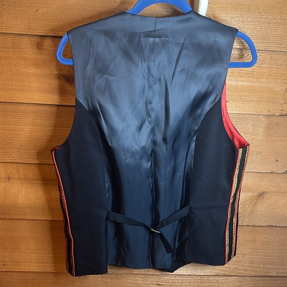 NWT Lords & Fools Wool Blend Costume Vest Button Lined Pocket Blue Embroidered - Picture 2 of 10